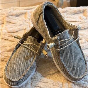 Hey Dude Light Gray and Beige Women's Loafers